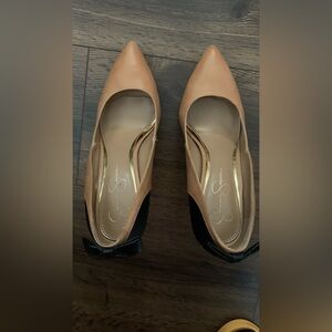 Jessica Simpson, size 8, Leather,Elegant Tan and Black Women's Shoes